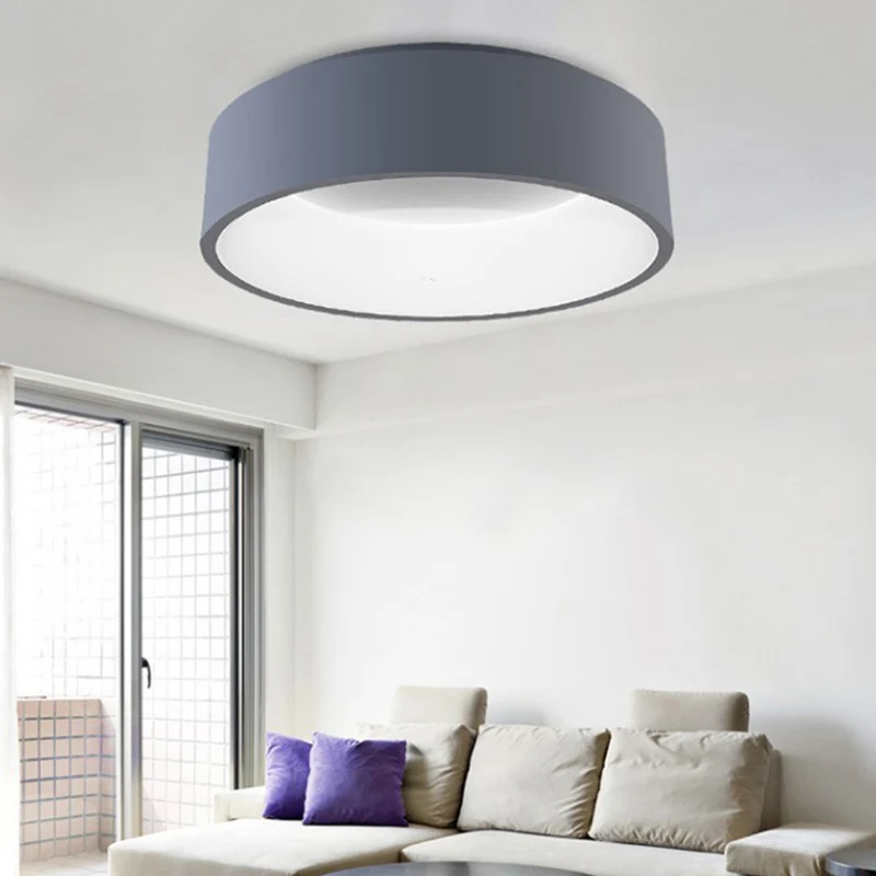 Plafonnier circulaire gris de 18 "/ 23,5" de large, plafonnier LED moderne en métal, lumière blanche/chaude Clearhalo