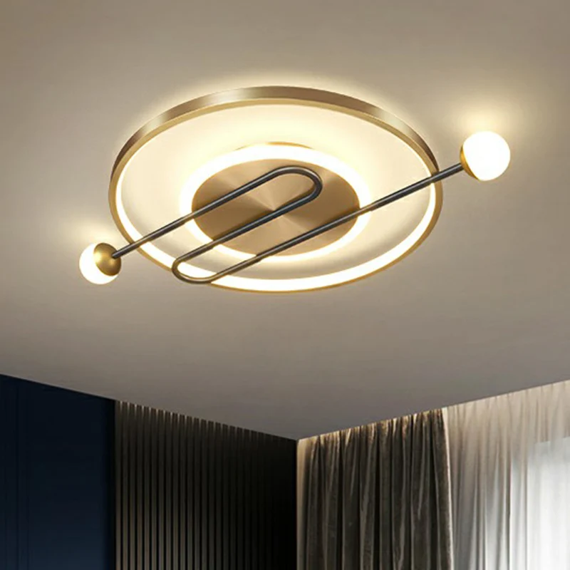 Plafonnier circulaire en métal pour salon, luminaire LED minimaliste à montage encastré Clearhalo
