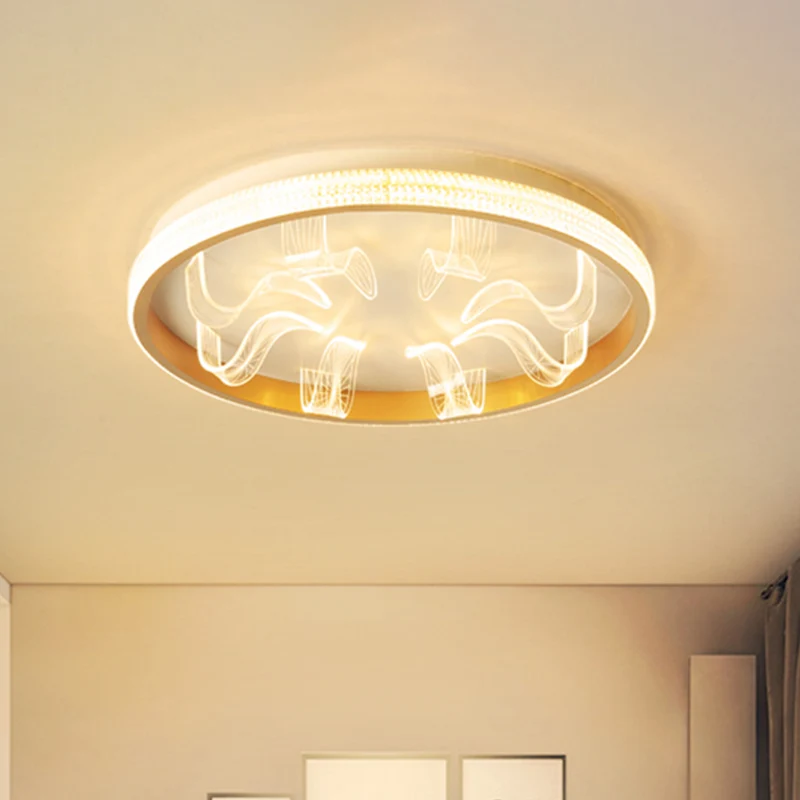 Plafonnier circulaire nordique à LED métallique, luminaire décoratif d'intérieur, idéal pour une chambre à coucher, en or,...