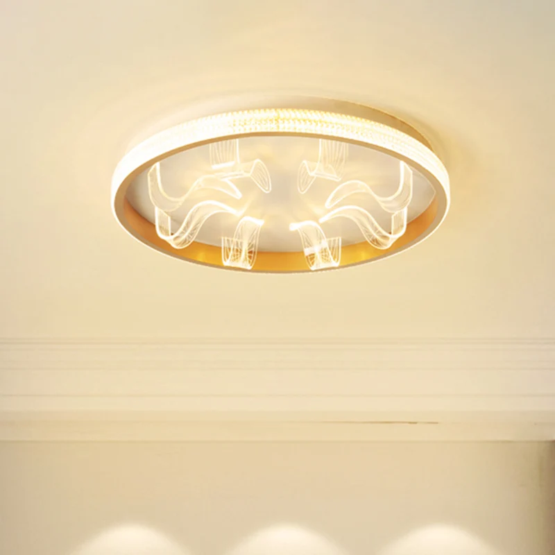 Plafonnier circulaire nordique à LED métallique, luminaire décoratif d'intérieur, idéal pour une chambre à coucher, en or,...
