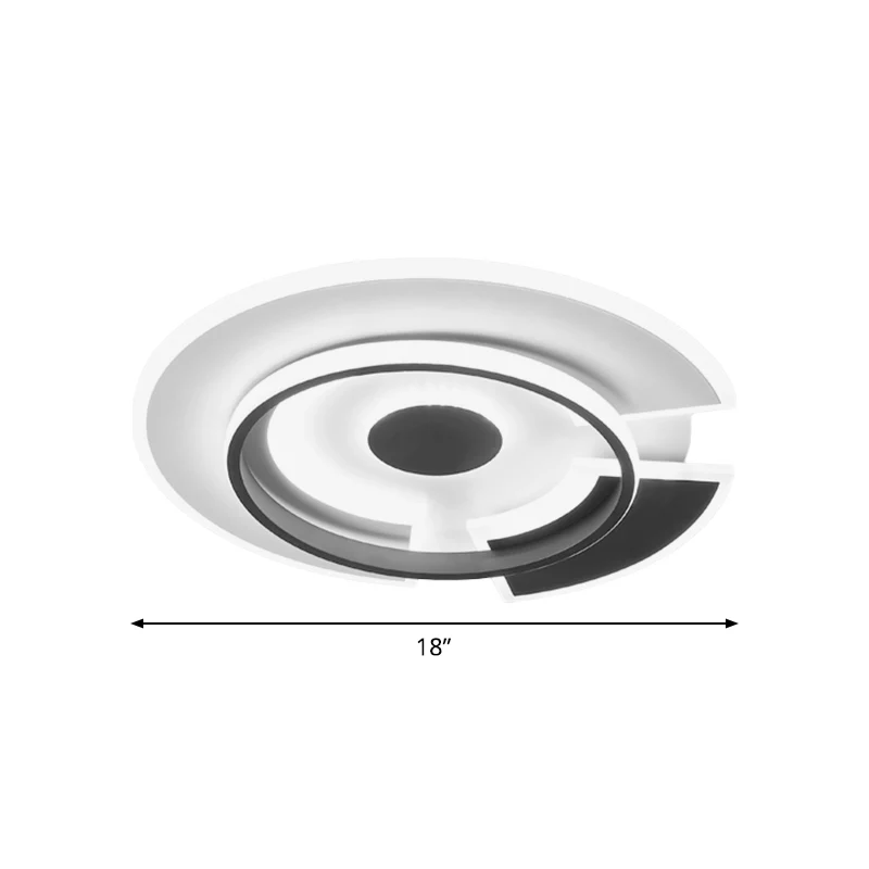 Plafonnier circulaire pour chambre à coucher, luminaire métallique à LED minimaliste, plafonnier encastré en noir et blanc...