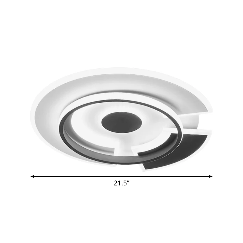 Plafonnier circulaire pour chambre à coucher, luminaire métallique à LED minimaliste, plafonnier encastré en noir et blanc...