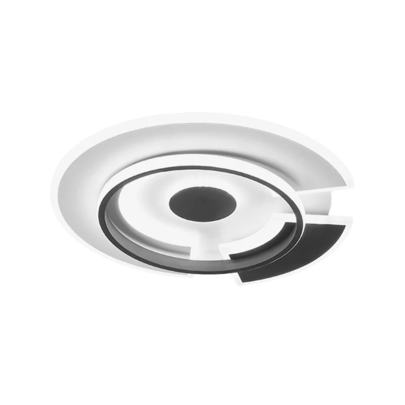 Plafonnier circulaire pour chambre à coucher, luminaire métallique à LED minimaliste, plafonnier encastré en noir et blanc...