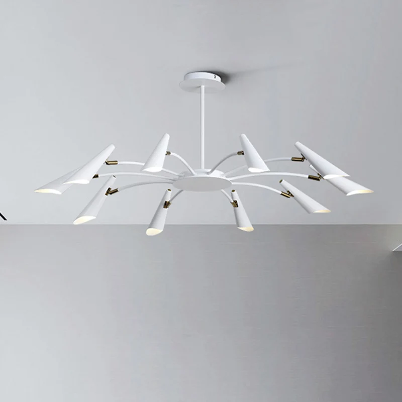 Plafonnier en corne à 10 têtes Lustre métallique contemporain en noir/blanc Clearhalo