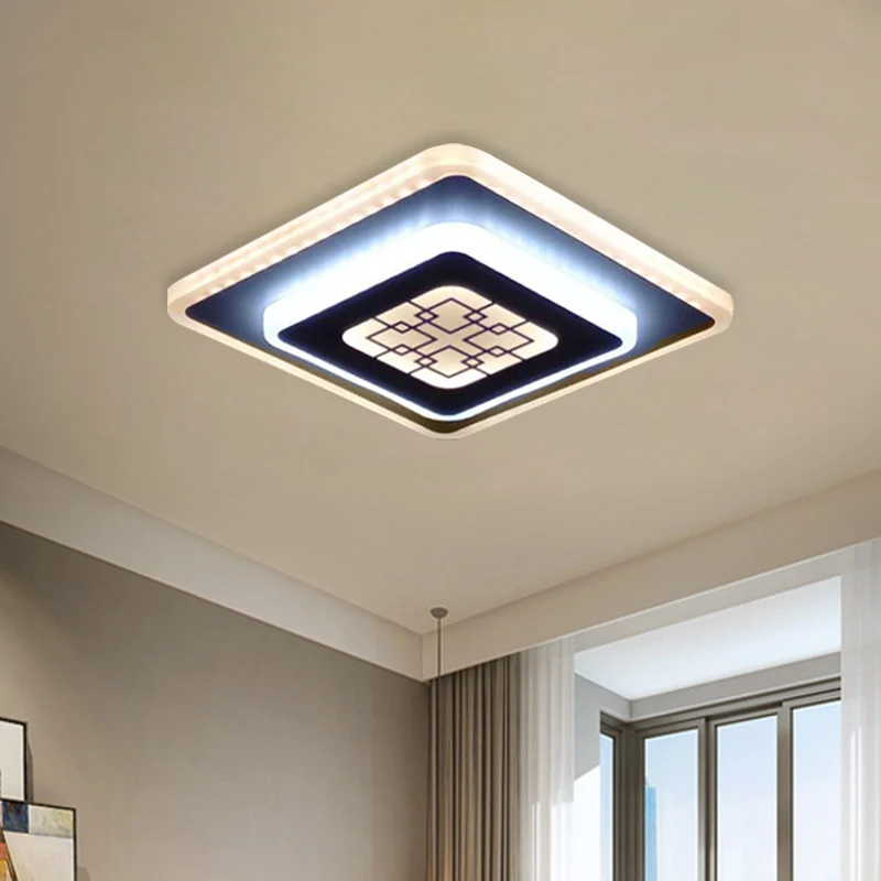 Plafonnier de couloir en losange en acrylique LED, lampe encastrée moderniste en blanc et noir avec motif de grille Clearhalo