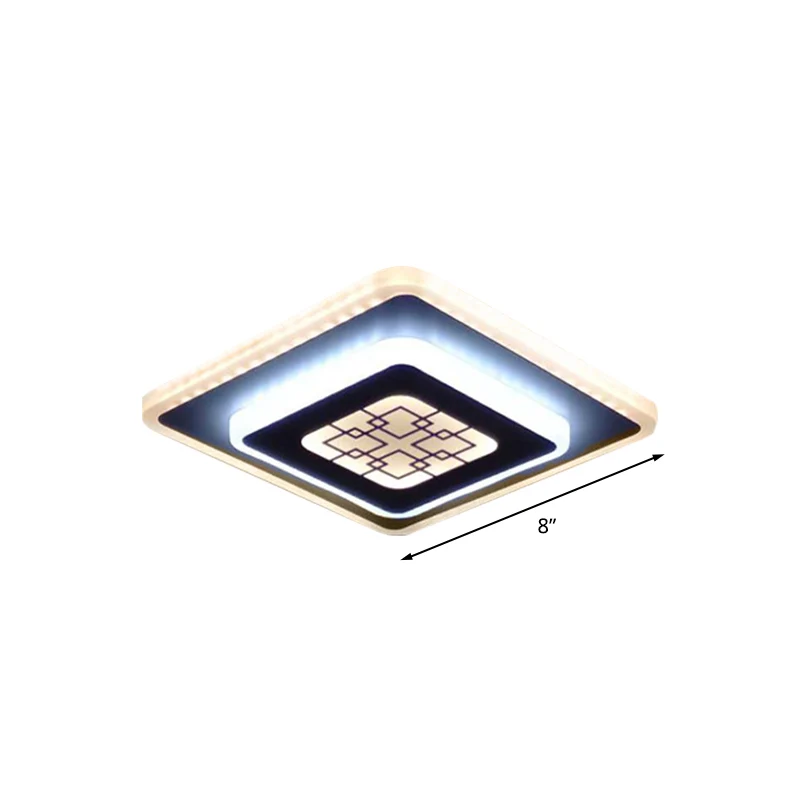 Plafonnier de couloir en losange en acrylique LED, lampe encastrée moderniste en blanc et noir avec motif de grille Clearhalo