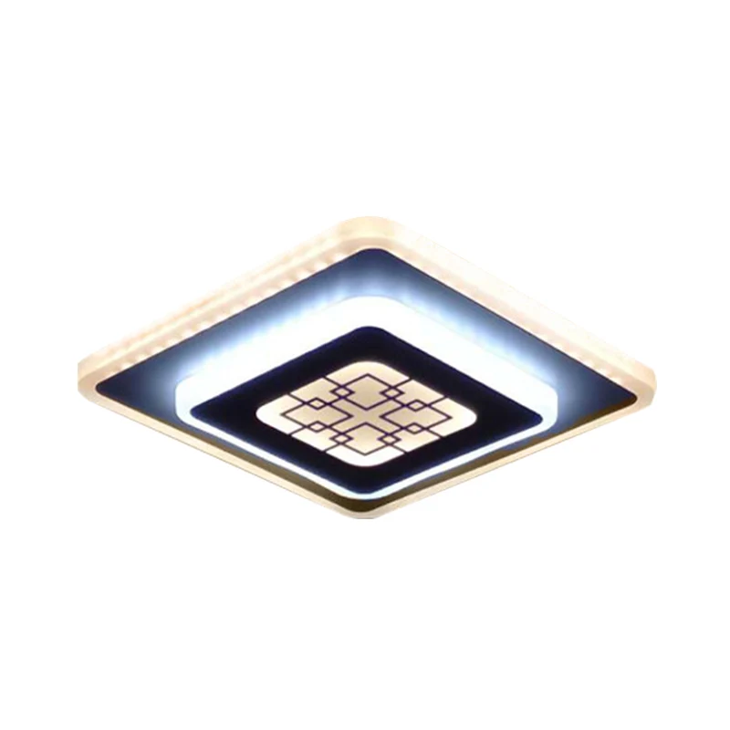 Plafonnier de couloir en losange en acrylique LED, lampe encastrée moderniste en blanc et noir avec motif de grille Clearhalo