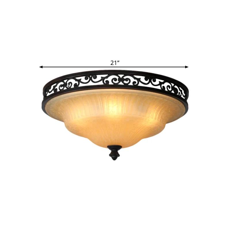 Plafonnier à couvercle noir, éclairage de plafond à LED traditionnel en verre cannelé pour salle à manger, largeur de 16.5...