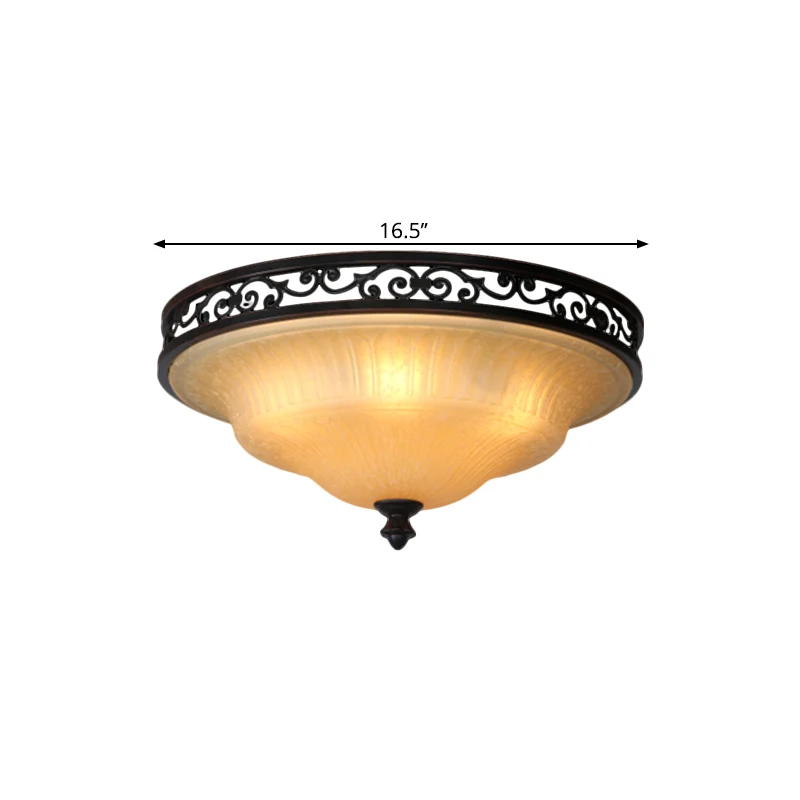 Plafonnier à couvercle noir, éclairage de plafond à LED traditionnel en verre cannelé pour salle à manger, largeur de 16.5...