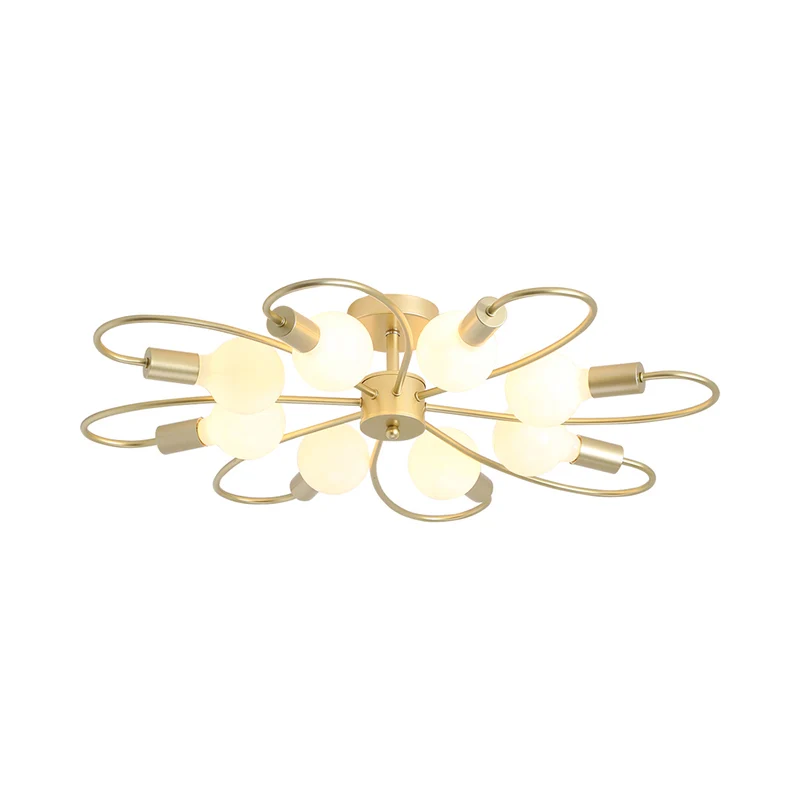 Plafonnier Design à ampoule ouverte, luminaire moderne en métal et laiton, montage Semi-encastré, pour salon Clearhalo