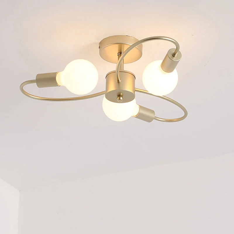 Plafonnier Design à ampoule ouverte, luminaire moderne en métal et laiton, montage Semi-encastré, pour salon Clearhalo