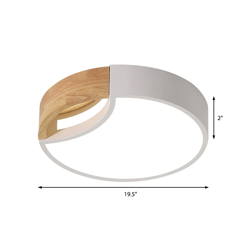 Plafonnier encastré arrondi à épissure LED en fer nordique gris/blanc/vert en lumière blanche avec poignée en bois, 12"/16...