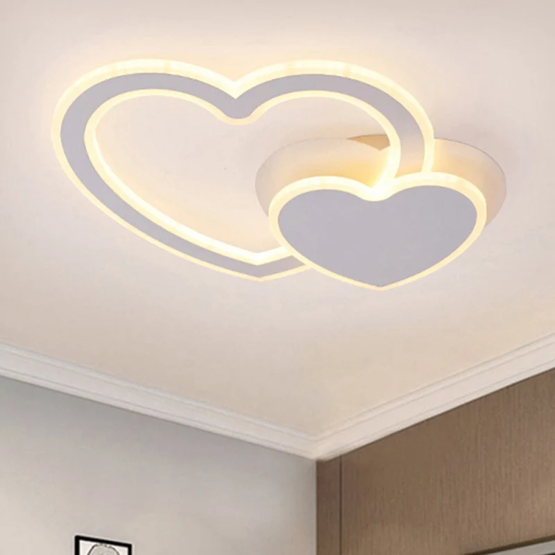Plafonnier encastré blanc moderne avec plafonnier en acrylique à 2 cœurs aimants pour la maternelle Clearhalo