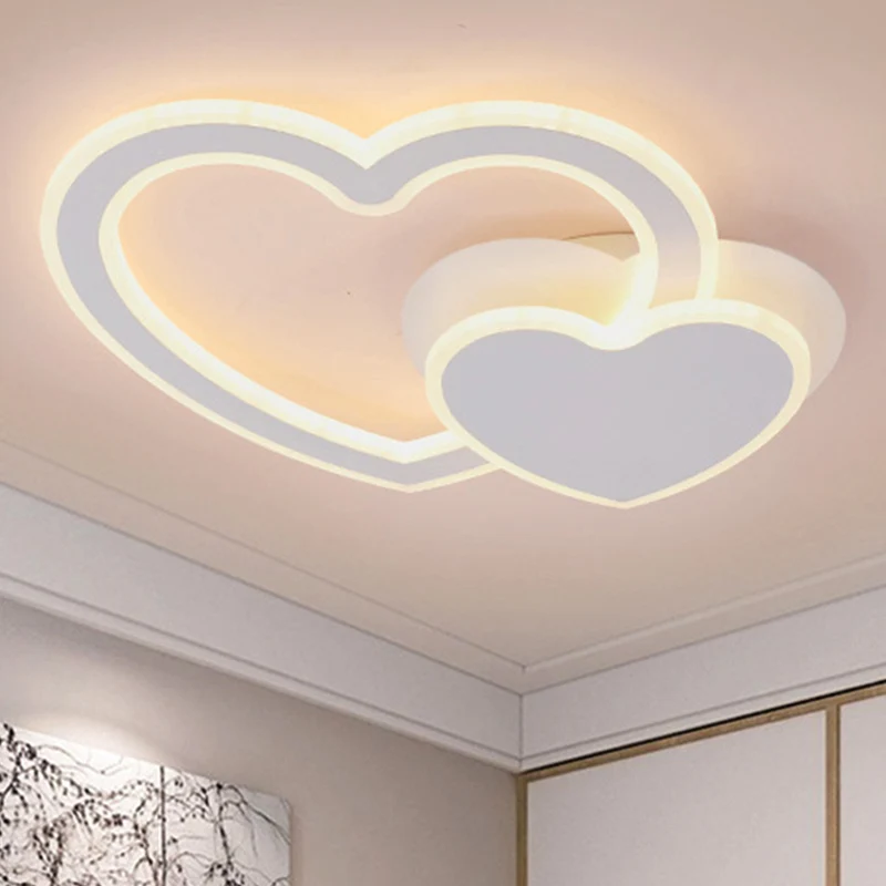 Plafonnier encastré blanc moderne avec plafonnier en acrylique à 2 cœurs aimants pour la maternelle Clearhalo