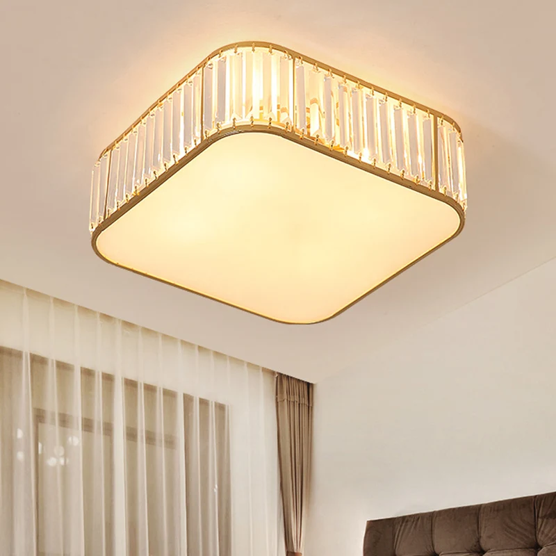 Plafonnier encastré carré contemporain luminaire en cristal à trois prismes pour salon Clearhalo