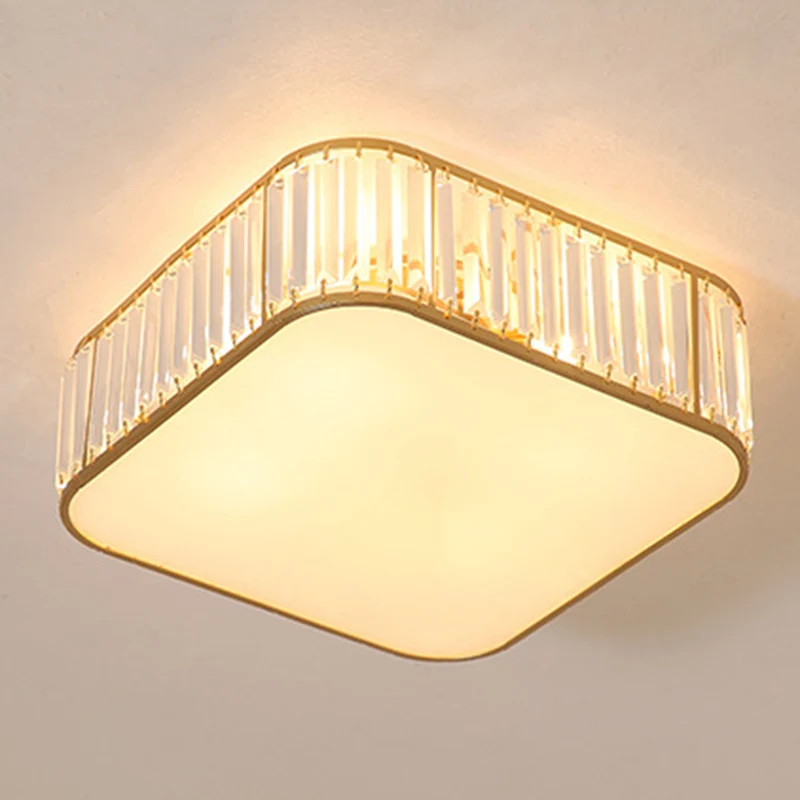 Plafonnier encastré carré contemporain luminaire en cristal à trois prismes pour salon Clearhalo