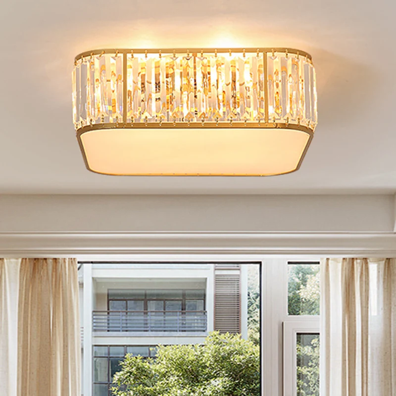 Plafonnier encastré carré contemporain luminaire en cristal à trois prismes pour salon Clearhalo