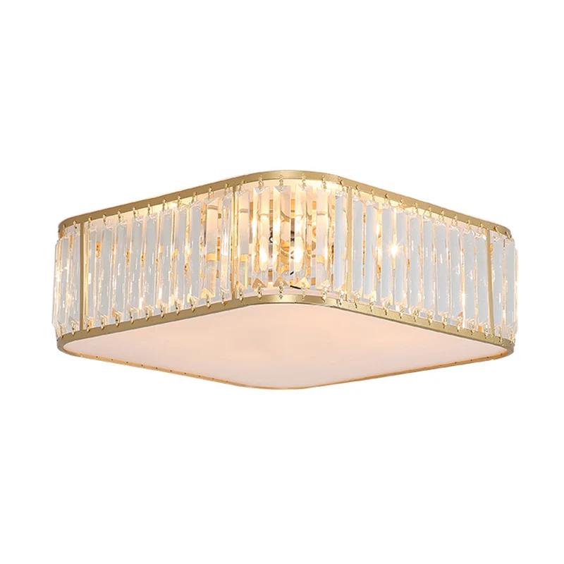 Plafonnier encastré carré contemporain luminaire en cristal à trois prismes pour salon Clearhalo