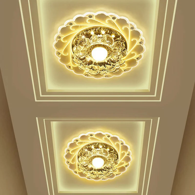 Plafonnier encastré en cristal floral, luminaire contemporain à LED transparent pour hall d'entrée Clearhalo
