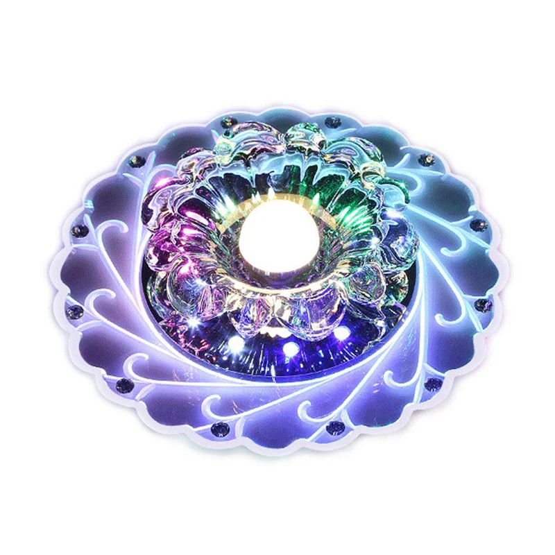 Plafonnier encastré en cristal floral, luminaire contemporain à LED transparent pour hall d'entrée Clearhalo