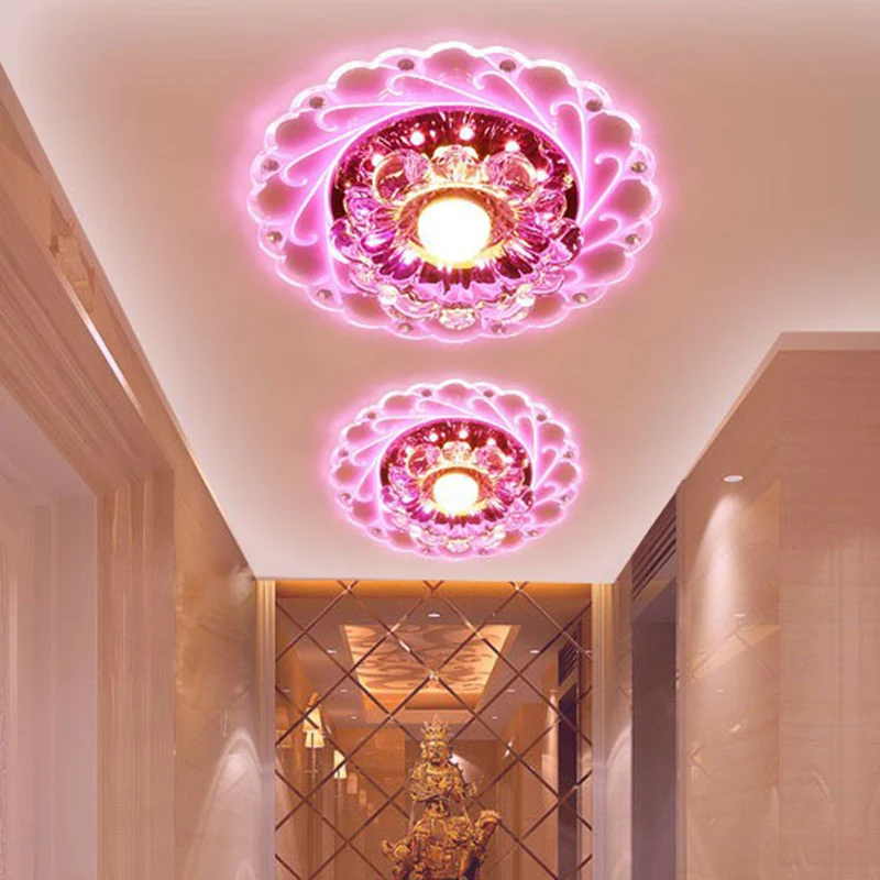 Plafonnier encastré en cristal floral, luminaire contemporain à LED transparent pour hall d'entrée Clearhalo