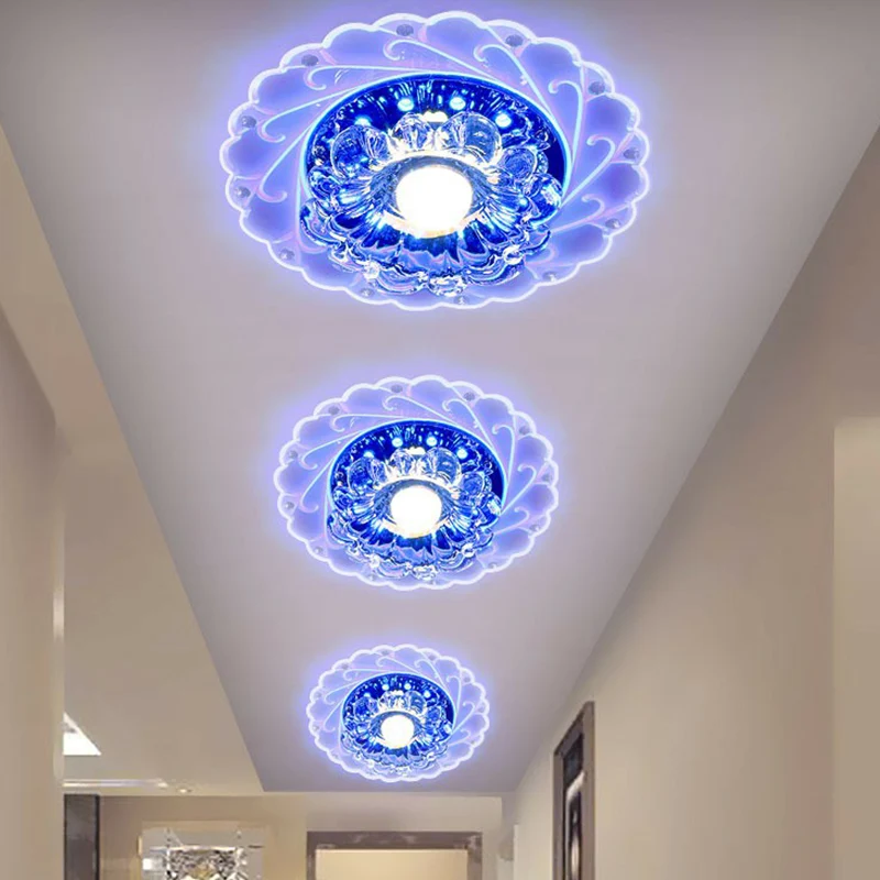 Plafonnier encastré en cristal floral, luminaire contemporain à LED transparent pour hall d'entrée Clearhalo