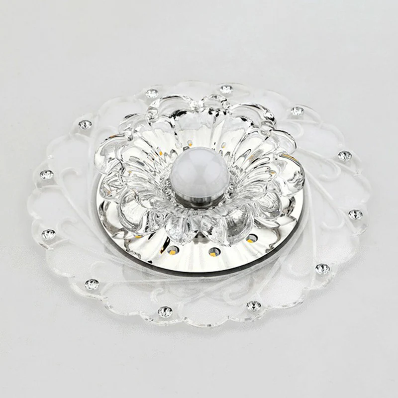 Plafonnier encastré en cristal floral, luminaire contemporain à LED transparent pour hall d'entrée Clearhalo