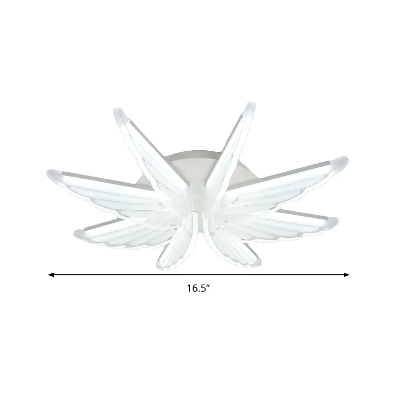 Plafonnier encastré en forme d'aile en acrylique, plafonnier LED romantique pour chambre de bébé en blanc Clearhalo