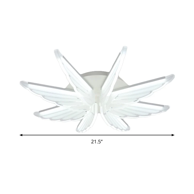 Plafonnier encastré en forme d'aile en acrylique, plafonnier LED romantique pour chambre de bébé en blanc Clearhalo