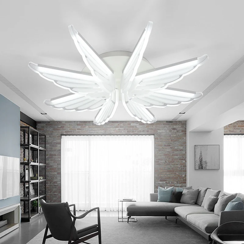 Plafonnier encastré en forme d'aile en acrylique, plafonnier LED romantique pour chambre de bébé en blanc Clearhalo