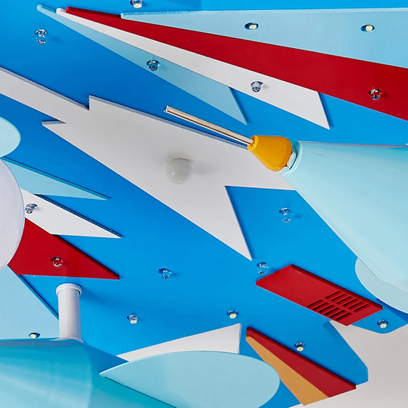 Plafonnier encastré en forme d'avion de chasse, plafonnier créatif en métal bleu pour chambre d'enfant Clearhalo