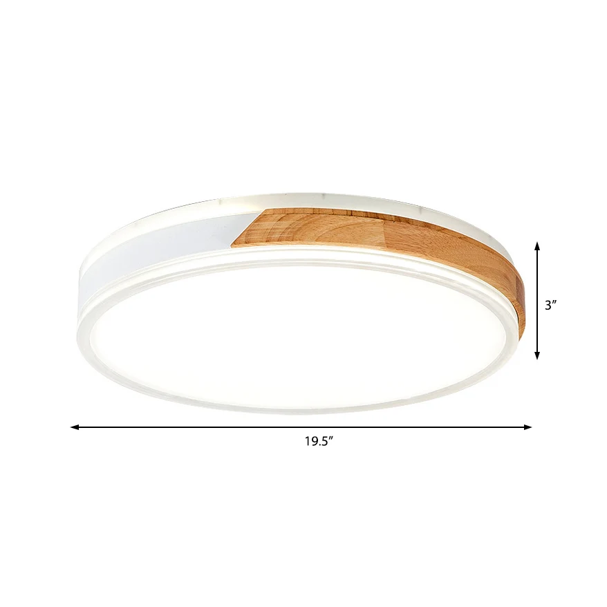 Plafonnier encastré moderne en bois et fer, blanc chaud/blanc, luminaire décoratif d'intérieur, blanc/or Clearhalo