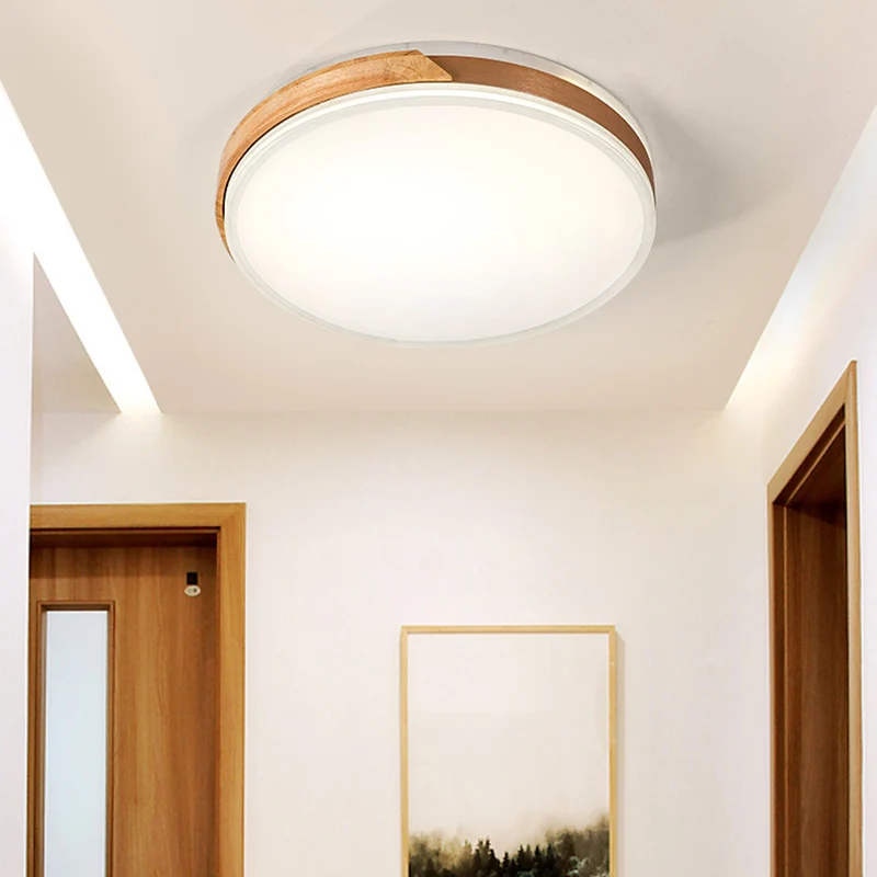 Plafonnier encastré moderne en bois et fer, blanc chaud/blanc, luminaire décoratif d'intérieur, blanc/or Clearhalo