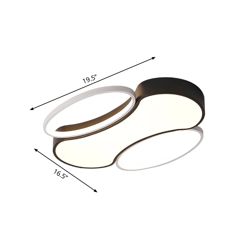 Plafonnier encastré en métal moderne à LED noir et blanc pour salon, 19,5"/25,5" W Clearhalo