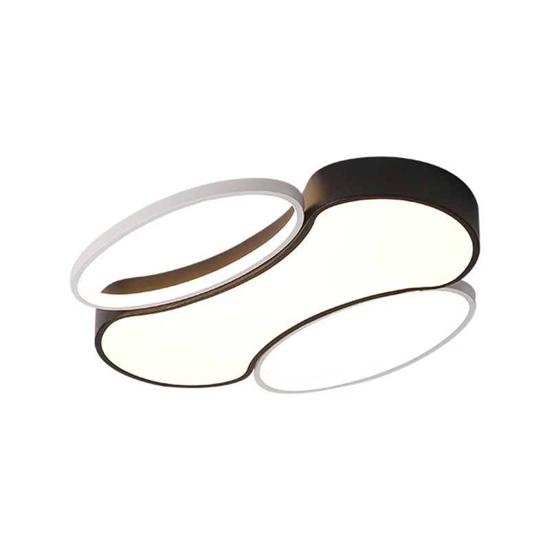 Plafonnier encastré en métal moderne à LED noir et blanc pour salon, 19,5"/25,5" W Clearhalo