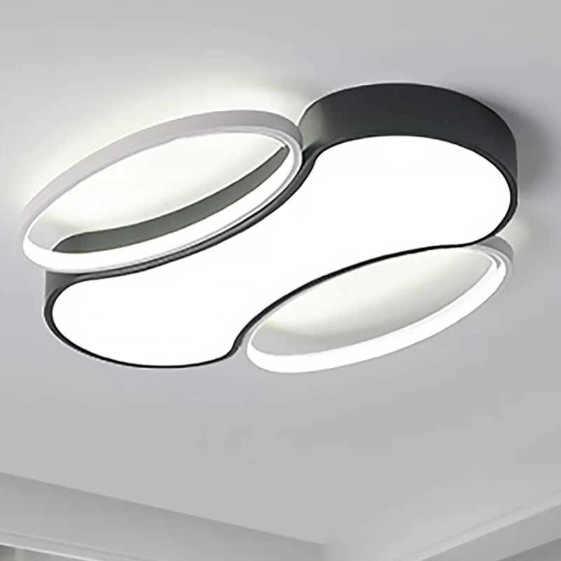 Plafonnier encastré en métal moderne à LED noir et blanc pour salon, 19,5"/25,5" W Clearhalo