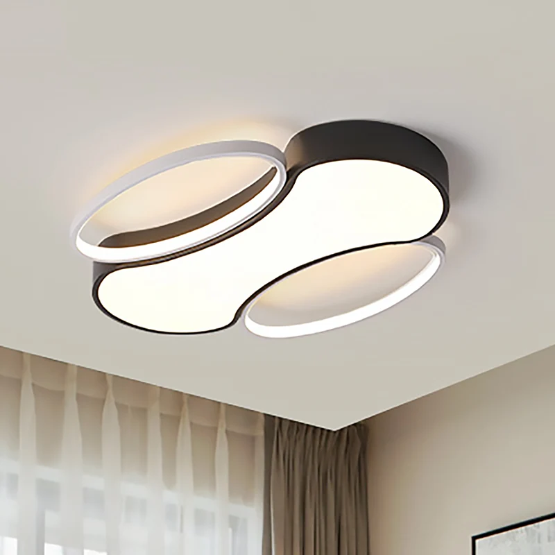 Plafonnier encastré en métal moderne à LED noir et blanc pour salon, 19,5"/25,5" W Clearhalo