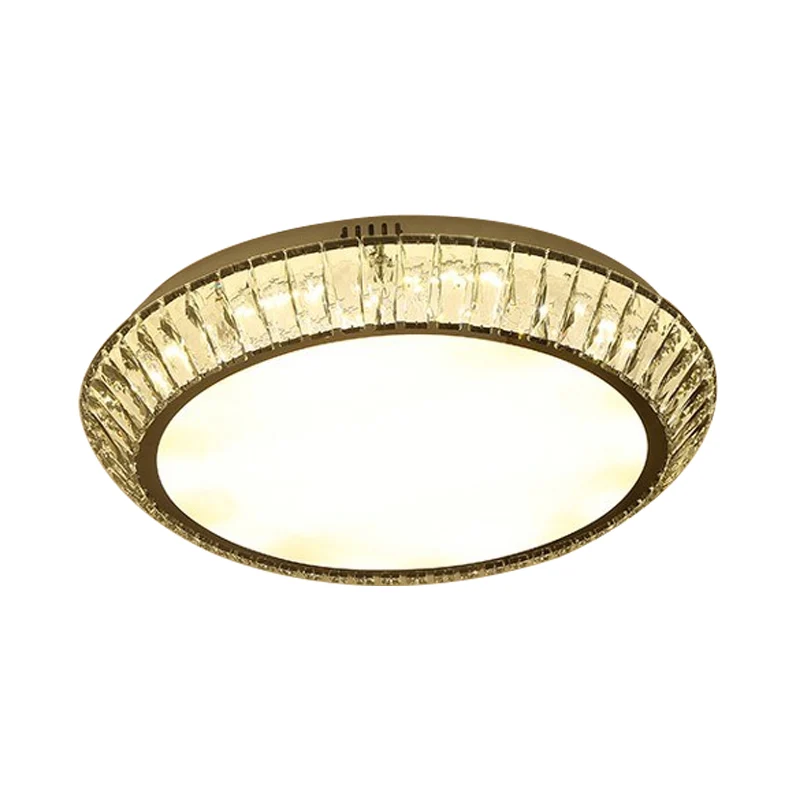 Plafonnier encastré rond à LED en cristal incrusté biseauté, minimaliste, pour salon, 23,5 "/ 31,5" de diamètre, chrome Cl...