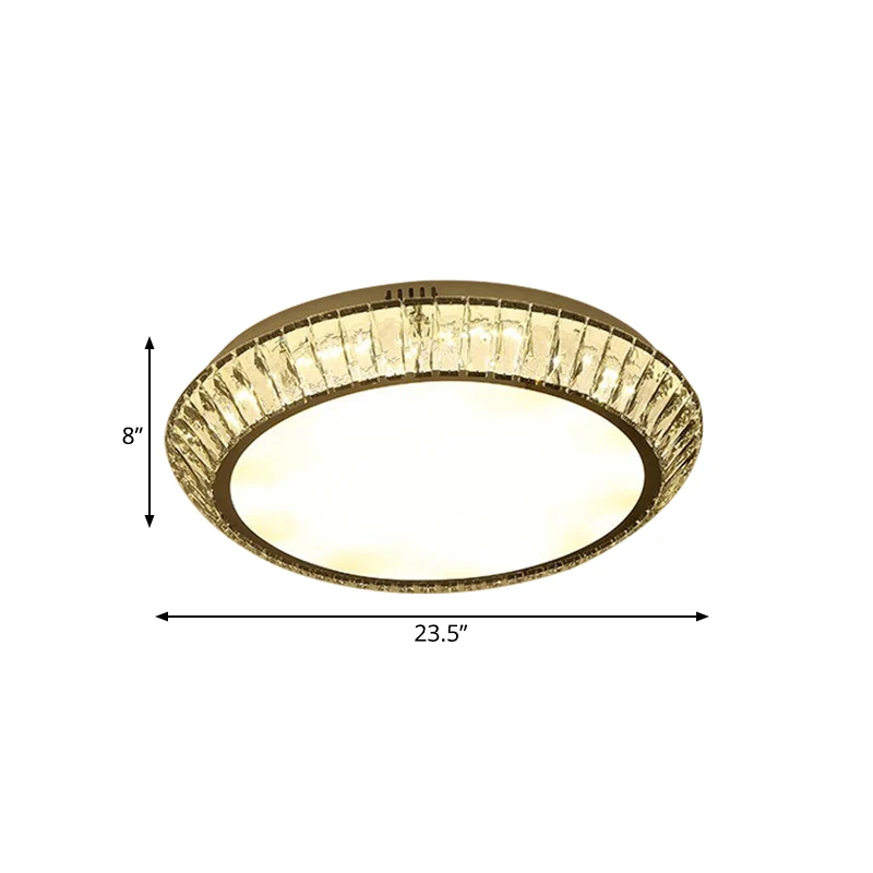 Plafonnier encastré rond à LED en cristal incrusté biseauté, minimaliste, pour salon, 23,5 "/ 31,5" de diamètre, chrome Cl...