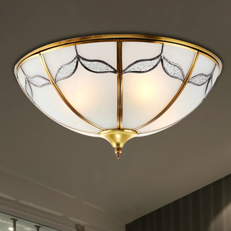 Plafonnier encastré en verre dépoli à bol large de 14/18/21.5 pouces, éclairage traditionnel à 2/3/4 lumières pour chambre...