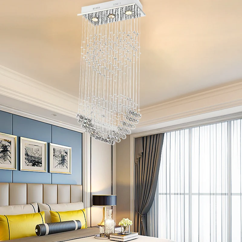 Plafonnier en forme de cœur en cristal à facettes, luminaire moderniste à 3 têtes en nickel, monté au plafond Clearhalo