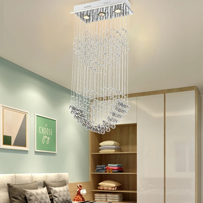 Plafonnier en forme de cœur en cristal à facettes, luminaire moderniste à 3 têtes en nickel, monté au plafond Clearhalo