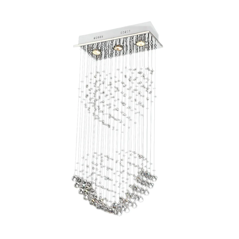 Plafonnier en forme de cœur en cristal à facettes, luminaire moderniste à 3 têtes en nickel, monté au plafond Clearhalo