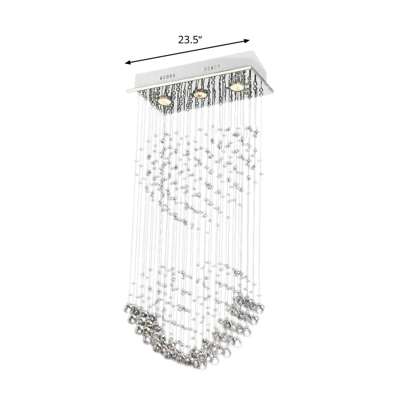 Plafonnier en forme de cœur en cristal à facettes, luminaire moderniste à 3 têtes en nickel, monté au plafond Clearhalo