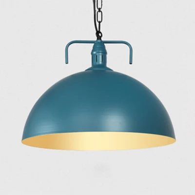 Plafonnier en forme de dôme de 8/10 pouces de diamètre, luminaire suspendu élégant en métal à 1 lumière pour Loft, bleu fo...