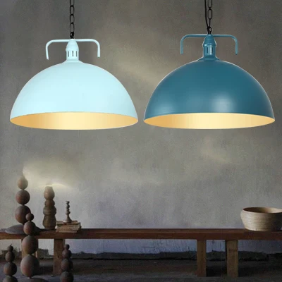 Plafonnier en forme de dôme de 8/10 pouces de diamètre, luminaire suspendu élégant en métal à 1 lumière pour Loft, bleu fo...