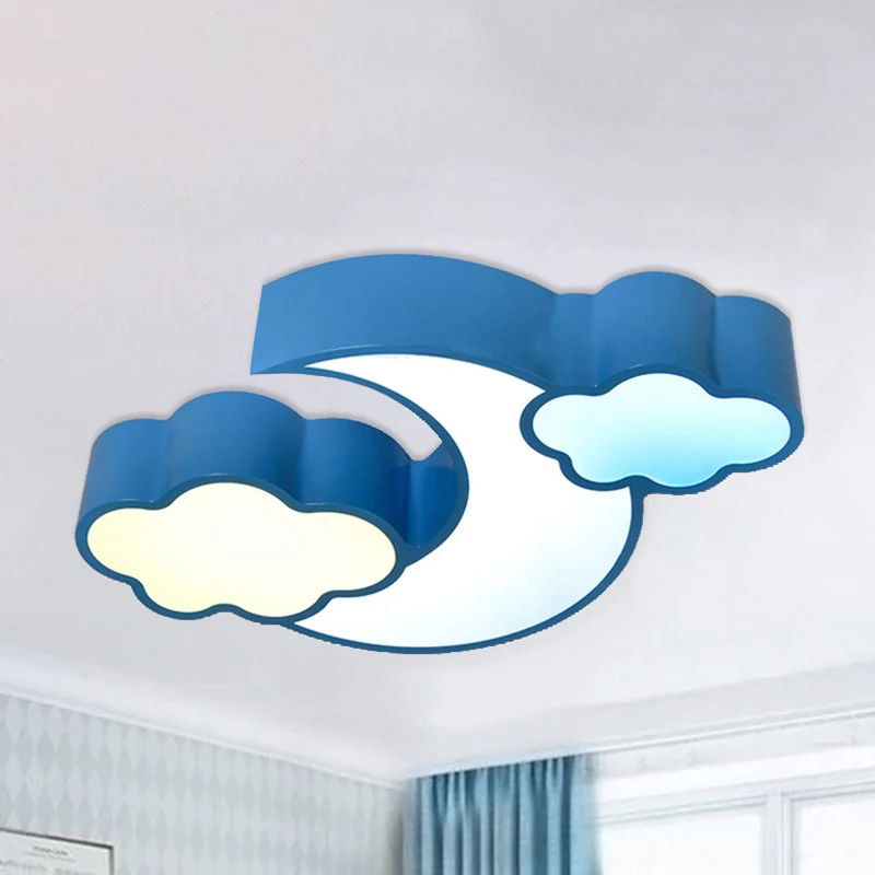 Plafonnier en forme de lune et de nuages, moderne et élégant, en métal et acrylique, pour cuisine Clearhalo