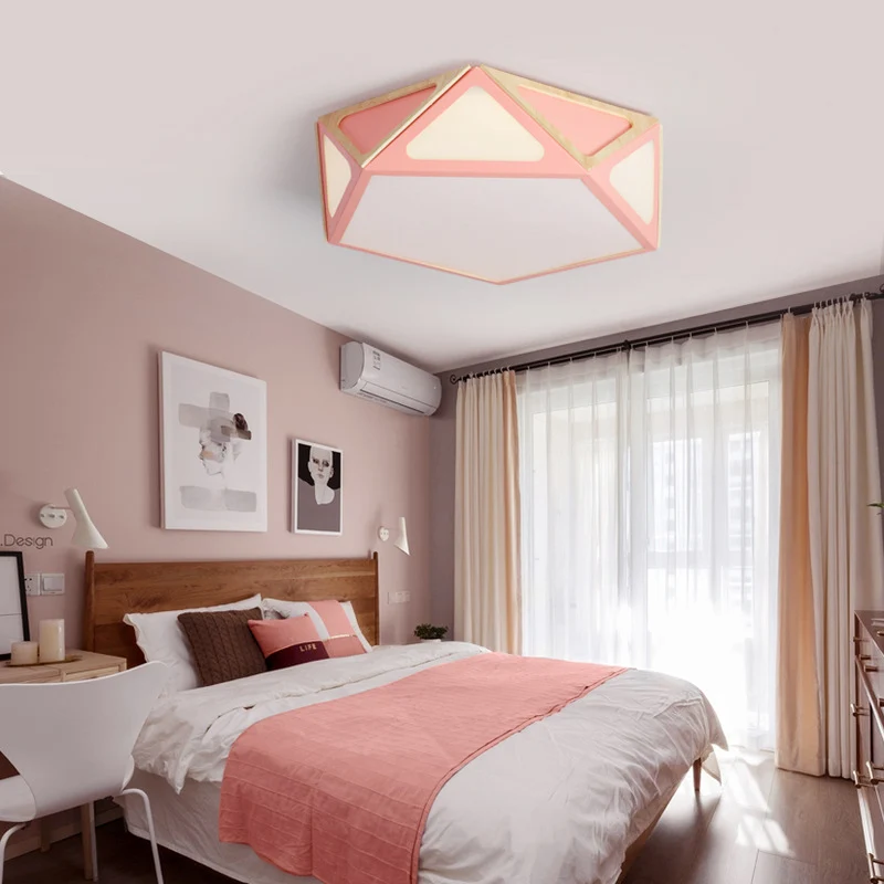 Plafonnier géométrique moderne en acrylique blanc/rose/jaune LED monté au plafond en lumière chaude/blanche, 40,6 cm/49,5...