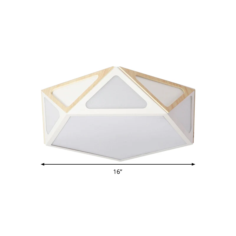 Plafonnier géométrique moderne en acrylique blanc/rose/jaune LED monté au plafond en lumière chaude/blanche, 40,6 cm/49,5...