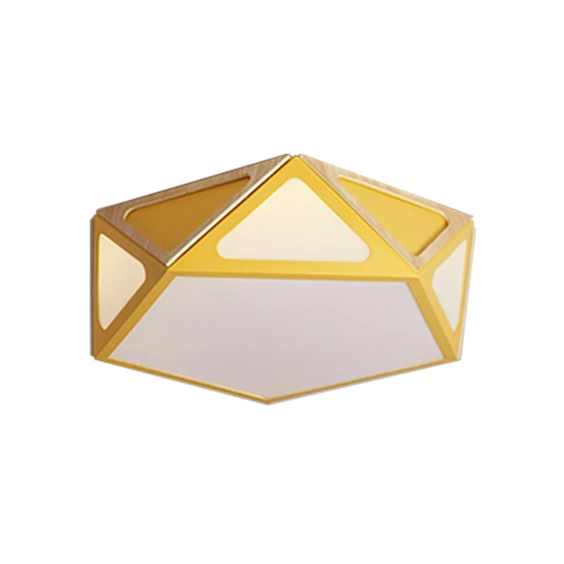 Plafonnier géométrique moderne en acrylique blanc/rose/jaune LED monté au plafond en lumière chaude/blanche, 40,6 cm/49,5...